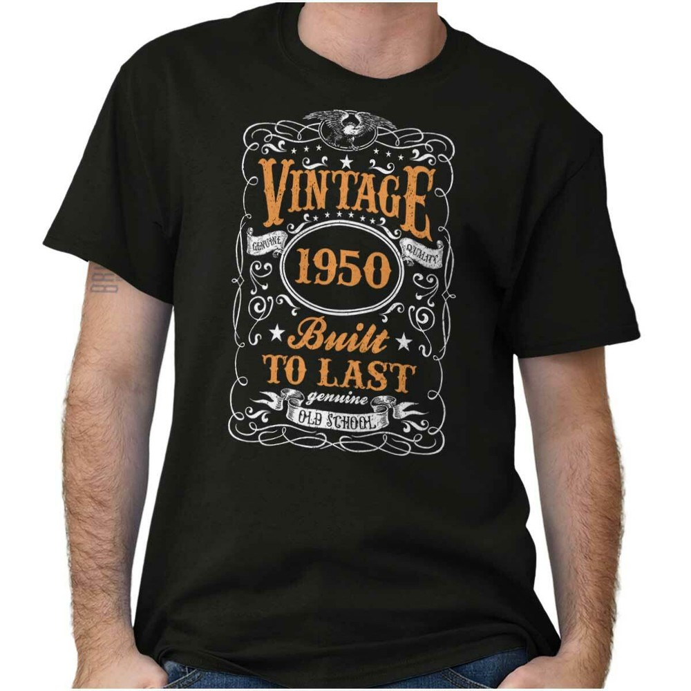 Built To Last Whiskey Retro Birthday Gift Womens or Mens Crewneck T Shirt Tee