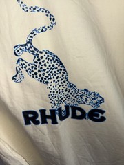 Rhude Men Short Sleeve Leopard Graphic T Shirt Size XL Yellow Used