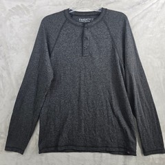 FAHERTY Cloud Cotton Men Medium Charcoal Gray Long Sleeve Henley Shirt