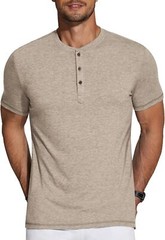 Men’s Short Sleeve Henley Shirt Casual Summer Tee Lightweight Breathable Solid T