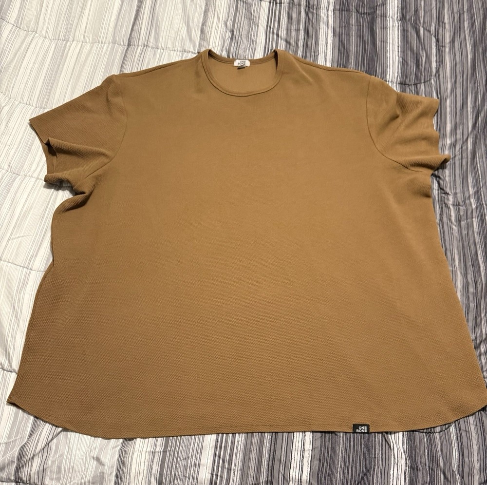 One Bone Bullet Men’s 7XL Brown Short Sleeve Shirt, Wrinkle-Free, Waffle Tee