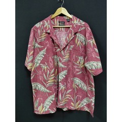 Pierre Cardin 100% Silk Hawaiian Shirt Red Leaf Print Men’s Size XXL