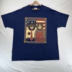 Vintage 90’s American Cats Portrait Size XXL T-Shirt Patriotic Male Female Flag