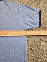 Vintage Collegiate Pacific Shirt Large Blue Ringer Short Sleeve West Hills 70s