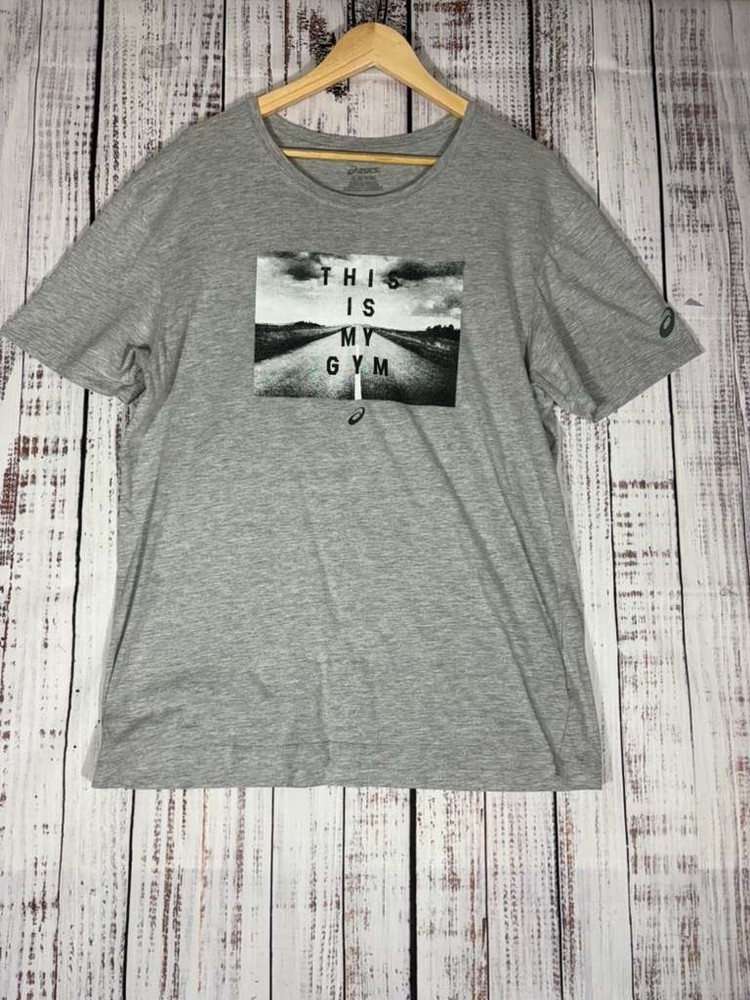 ASICS T Shirt Mens Size XLarge Gray Graphic Athletic Casual Comfort graphic tee