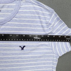 American Eagle Henley Neck T Shirt Men’s Size M Blue Striped Short Sleeve