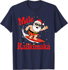 Funny Santa Summer Beach Vacation T-Shirt Tropical Christmas Graphic Tee