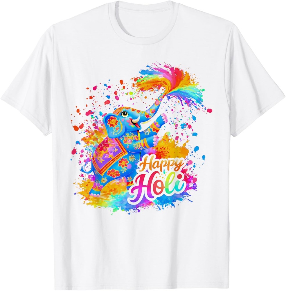 Happy Holi 2026 Hindu Colorful Elephant Festival T-Shirt