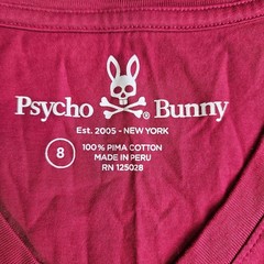 Psycho Bunny Mens Pink V-Neck Short Sleeve T-Shirt Size 8 XXL Pima Cotton Logo