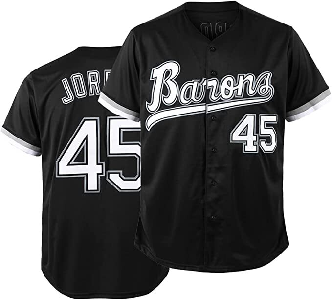 Tocament Birmingham Barons Michael Jordan 45 Baseball Jersey Black Size MEDIUM