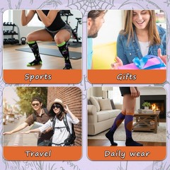 6 Pairs Halloween Compression Socks for Women Men, Crazy Compression Socks F…