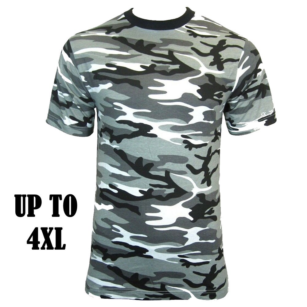 Urban Camo T-Shirt – 100% Cotton Army Military Camouflage Top – Up To 4XL – New