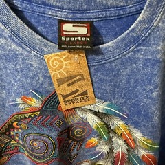 Vintage Sportex Men Blue Mineral Wash Southwest Horse Graphic T Shirt XL