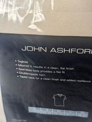 John Ashford Men’s 100% Cotton V-Neck T-Shirt Undershirt 3 Pack Size Small 34-36