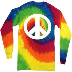 Peace tie dye shirt long sleeve tie dyed tee shirt for men peace sign tie dye