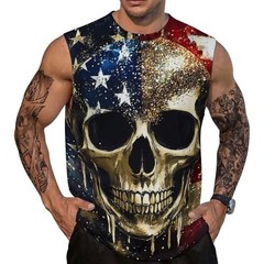 American Flag Graphic 3D Tank Top Moisture Wicking