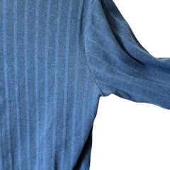 90’s Alfani Mens Small Blue Ribbed Knit Long-Sleeve Crewneck Shirt 100% Cotton