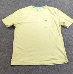 Tommy Bahama Shirt Men Small Yellow Knit Short Sleeve Pima Cotton T-shirt Pocket