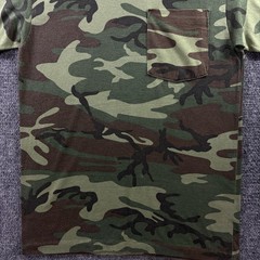 VTG 80’s Woodland Camo Pocket T Shirt Mens S Green Paper Thin Single Stitch