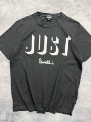 Roberto Just Cavalli T-Shirt Designer Tee Y2K Hype Big Logo Men’s Black Rare M