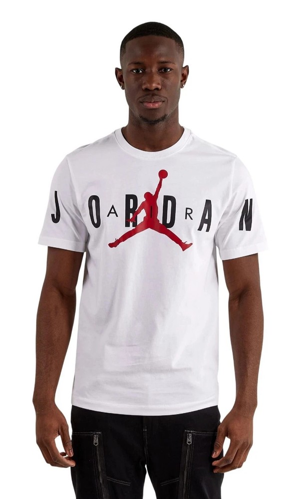 NWT Nike Men’s Jordan Air Stretch T-Shirt Crew White Red Size L