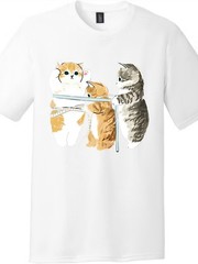 Funny Cats Measuring Waist Graphic T-Shirt,Unisex Cotton print Tee,Free Shipping