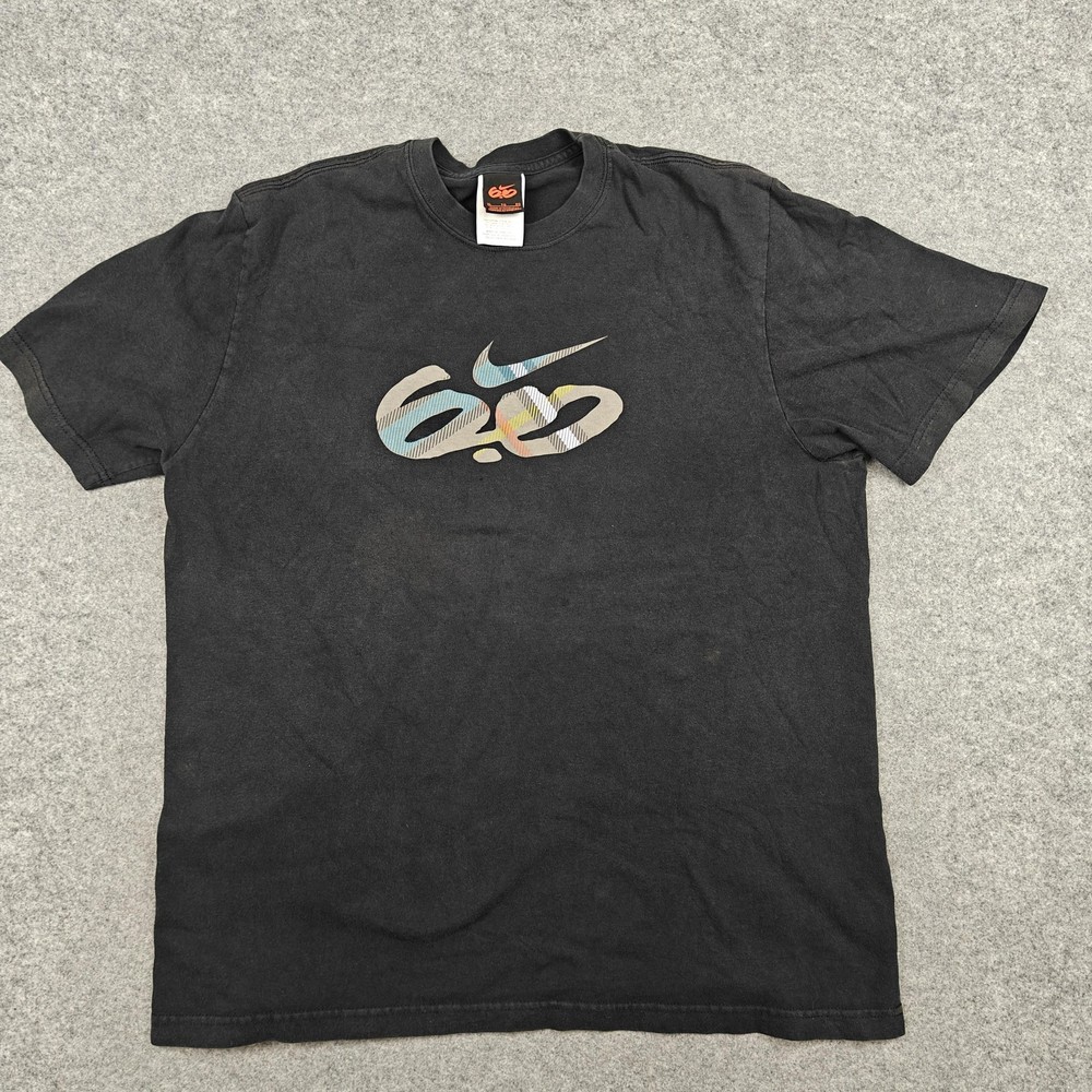 Vintage Nike 6.0 Shirt Mens XL Black Plaid Logo Graphic Tee Skate 2000s