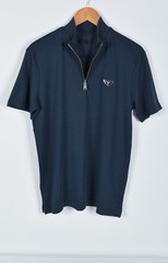 Men’s Prada Navy Blue Zip-Up Polo Shirt M Short Sleeve