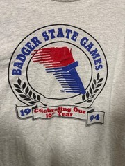 Vintage 1994 Badger State Games 10th Anniversary T-Shirt XL Gray Single Stitch