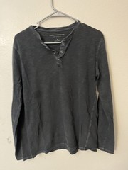 Lucky Brand Charcoal Gray Long Sleeve Henley T Shirt Mens S Snap Button Earthy