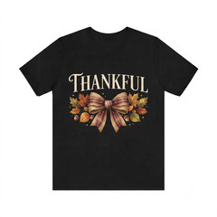 Thankful Fall Autumn Plaid Bow Acorns Leaves Thanksgiving T-shirt For Men Women