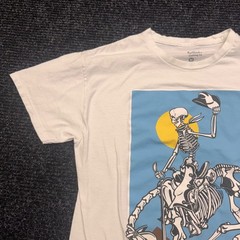 Artist Union Skeleton Cowboy Horse Graphic T-Shirt White Mens Medium