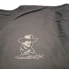 John Wayne T Shirt Men Large Gray “Gun Control… Steady Hand” Western Cowboy