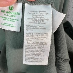 J.Crew Mens Large Garment-Dyed Long Sleeve Pocket T-Shirt Green Slub Cotton