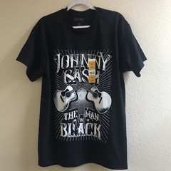 Johnny Cash The Man In Black Mens Black Crewneck Graphic T-shirt L Chest 43″ NWT