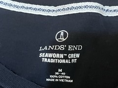 Lands’ End Seaworn Crew Traditional Fit T-Shirt Black Men’s M 38-40