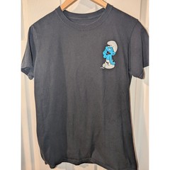 Smurfs Graphic T Shirt Double Sided 100% Cotton Funny Cute Mushroom Adult M