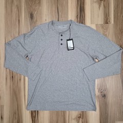 Public Rec Adapt LS Henley Mens Large Heather Gray Long Sleeve Performance Shirt