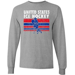 Ice Hockey United States – Winter Sports Long Sleeve T-Shirt – Sport Grey