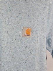 CARHARTT Short Sleeve Loose Fit T-Shirt Blue Flecked Patch Pocket Men’s Large