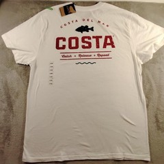 Costa Del Mar Shirt Mens XL White Tagless Crew Neck Catch Release Graphic