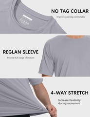 Mens Sun Shirts Short Sleeve Rash Guard Quick Dry Lightweight T Shirt Gym Ath…