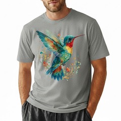 Hummingbird Floral Art Nature Retro Gift Men Women T-Shirt Tee