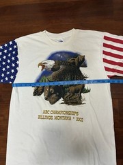 LAT Sports ABC Championship Collage Shirt Size L Fox Wolf Bear Deer Eagle Y2K