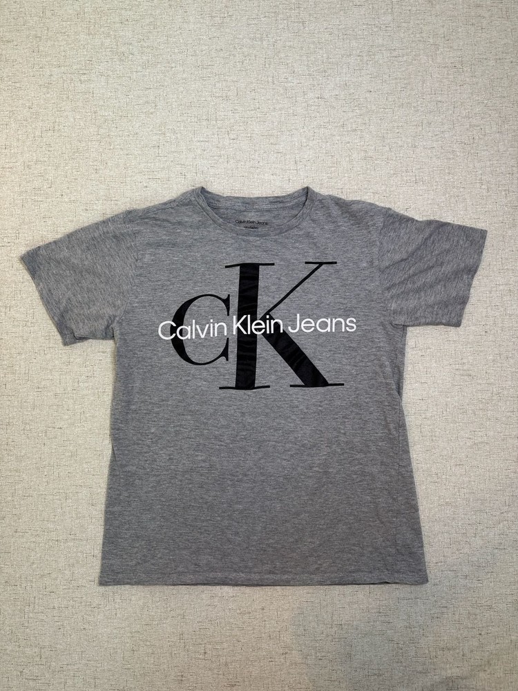 Calvin Klein Jeans Gray Monogram Logo Crewneck T-Shirt Size L (14/16)