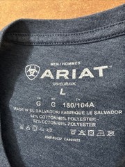 Ariat Men’s Short Sleeve Graphic Tee Blue Sz L Bull Skull Cowboy Western Rodeo