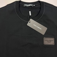 DOLCE & GABBANA Men’s Branded Tag Logo Plaque Cotton Oversized T-Shirt – Black