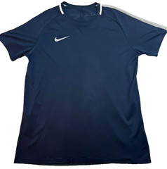Nike Men’s Navy Blue Dri-FIT Short Sleeve T-Shirt White Swoosh Logo Size L