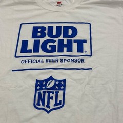 Bud Light Tee Shirt Adult Beer Graphic Logo Official NFL Sponsor Short Sleeve
