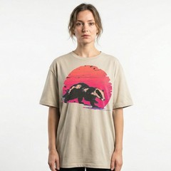 Badger Sunset Retro Wildlife Animal Nature Vintage Grunge t-shirt Outdoor Tee